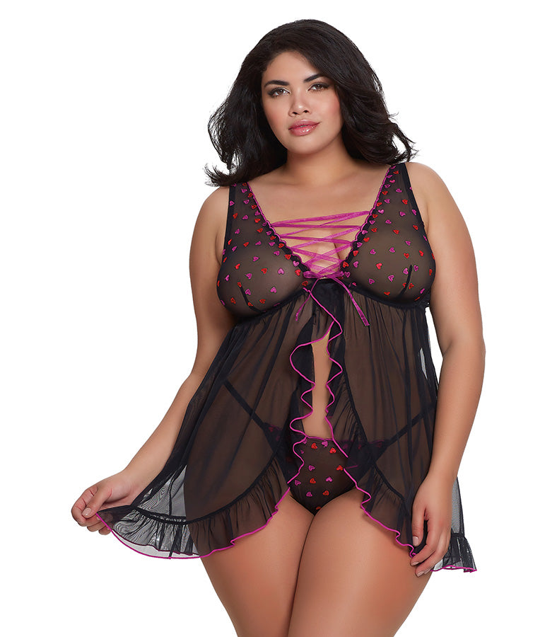 2 Piece Mesh Set Plus Size